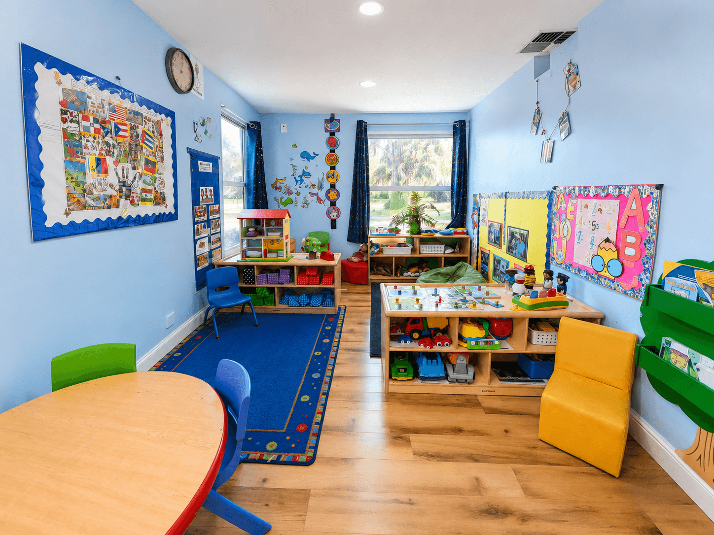 A bright Vanguard Kids Academy classroom prepared for early childhood learning
