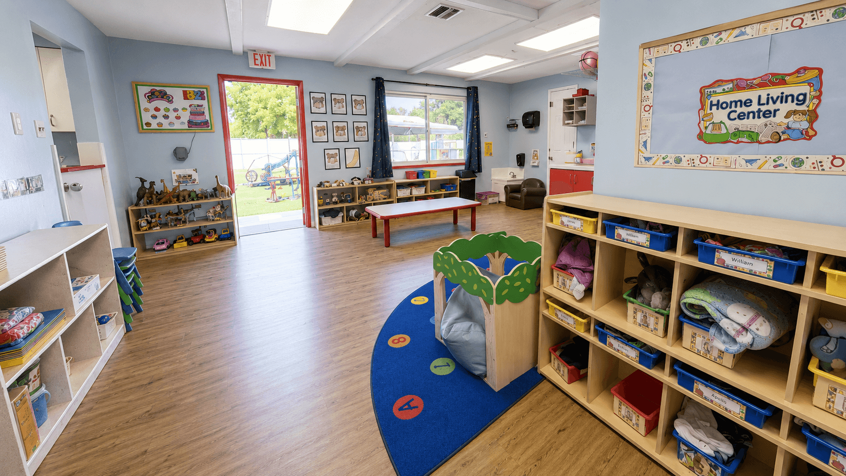 A bright Vanguard Kids Academy classroom arranged for early learning and play